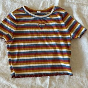 SHEIN Multicolor Striped Heart Tee